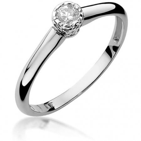 Harf Pierścionek z białego złota z diamentem 0,13 ct, próba 375 B0084-PI-00-DIW-02-OK