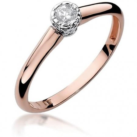 Harf Pierścionek z różowego złota próby 585 z diamentem 0,13 ct B0084-PI-AUR-DIW-02-OK