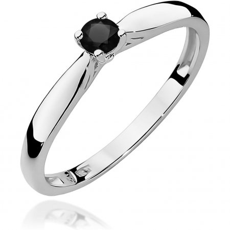Biżuteria Harf B0090-PI-AUB-DIB-02-OK Zaręczynowy pierścionek z białego złota z czarnym diamentem 0,12 ct