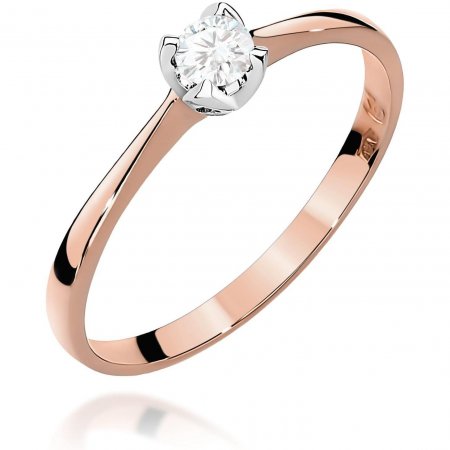 Harf Pierścionek z różowego złota z diamentem 0,10 ct, próba 585 B0094-PI-AUR-DIW-02-OK