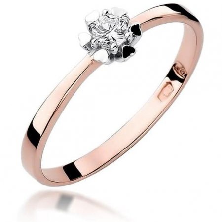 Harf Pierścionek z różowego złota próby 585 z diamentem 0,10 ct B0106-PI-AUR-DIW-02-OK