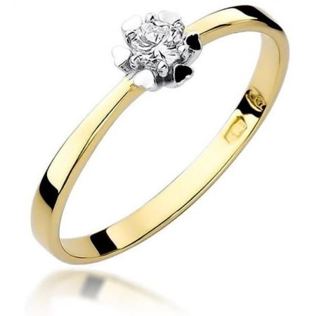 Harf Pierścionek z żółtego złota próby 585 z diamentem 0,10 ct B0106-PI-AUZ-DIW-02-OK