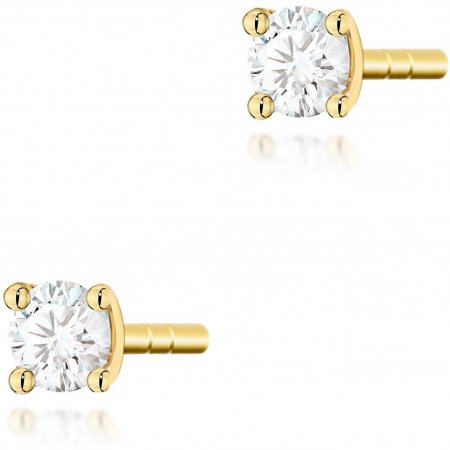 Harf Złote klasyczne kolczyki z brylantami 0,08 ct basic B0132-KO-AUZ-DIW-02-OK