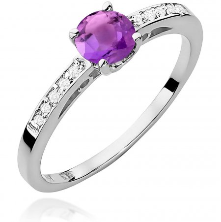 Harf Zaręczynowy pierścionek z białego złota z ametystem B0132-PI-AUB-AMV-02-OK