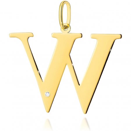 Harf Złota zawieszka literka W z brylantem B0140-ZA-AUZ-DIW-46-00