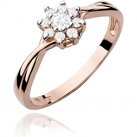 Harf Pierścionek z różowego złota próby 585 z diamentem 0,10 ct B0144-PI-AUR-DIW-02-OK