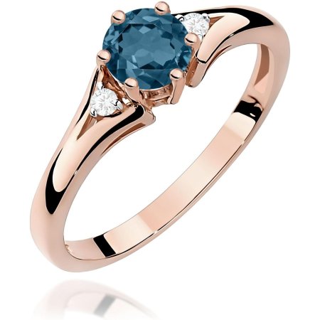 Harf Pierścionek z różowego złota z topazem London Blue, próba 585 B0152-PI-AUR-TOL-02-OK