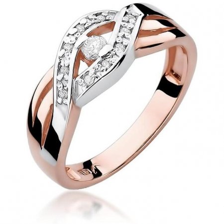 Harf Pierścionek z różowego złota z diamentem 0,05 ct, próba 585 B0166-PI-AUR-DIW-02-OK