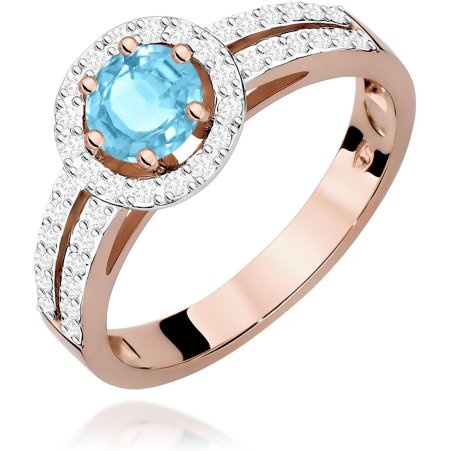 Harf Pierścionek halo z różowego złota próby 585 z topazem Swiss B0174-PI-AUR-TOB-02-OK
