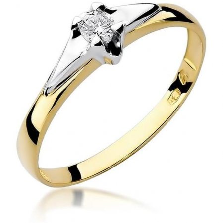 Harf Pierścionek z żółtego złota z diamentem 0,15 ct, próba 375 B0176-PI-00-DIW-12-OK