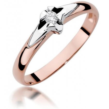Harf Pierścionek z różowego złota z diamentem 0,05 ct, próba 585 B0176-PI-AUR-DIW-04-OK