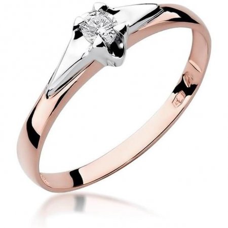 Harf Pierścionek z różowego złota z diamentem 0,10 ct, próba 585 B0176-PI-AUR-DIW-08-OK