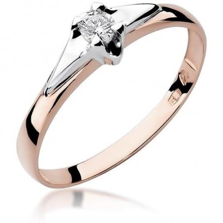 Harf Pierścionek z różowego złota próby 585 z diamentem 0,12 ct B0176-PI-AUR-DIW-10-OK