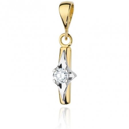 Harf Zawieszka z żółtego złota próby 585 z diamentem 0,08 ct B0176-ZA-AUZ-DIW-02-OK