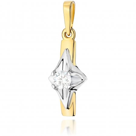 Harf Zawieszka z żółtego złota próby 585 z diamentem 0,20 ct B0176-ZA-AUZ-DIW-06-OK