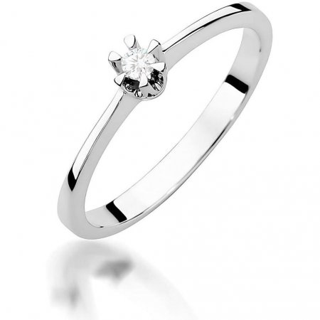 Harf Pierścionek z białego złota z diamentem, próba 375 B0222-PI-00-DIW-02-OK