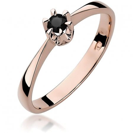 Harf Pierścionek z różowego złota próby 585 z czarnym diamentem 0,12 ct B0222-PI-AUR-DIB-02-00