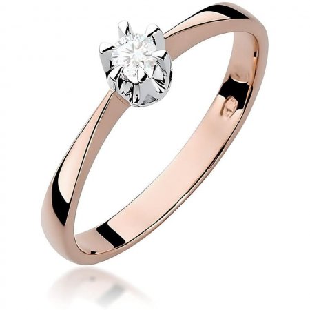 Harf Pierścionek z różowego złota z diamentem 0,08 ct, próba 585 B0222-PI-AUR-DIW-06-OK