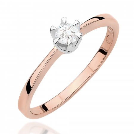 Harf Pierścionek z różowego złota próby 585 z diamentem 0,15 ct B0222-PI-AUR-DIW-12-OK
