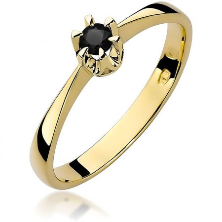 Harf Pierścionek z żółtego złota próby 585 z czarnym diamentem 0,12 ct B0222-PI-AUZ-DIB-02-00