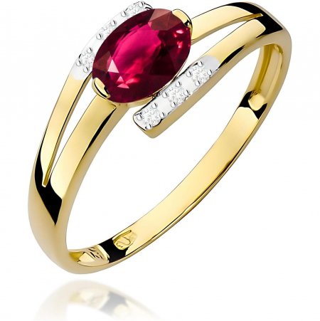 Harf Pierścionek z żółtego złota z rodolitem, próba 585 B0238-PI-AUZ-RHR-02-OW