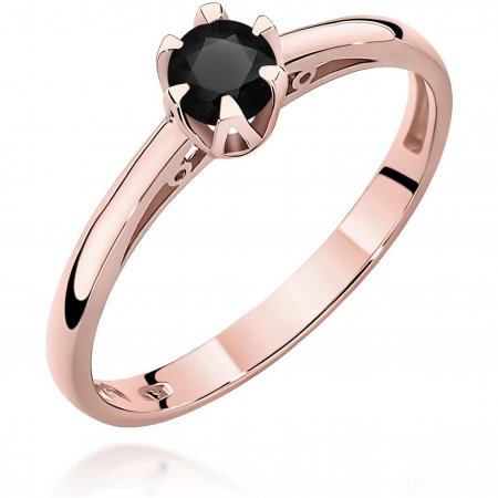 Harf Pierścionek z różowego złota próby 585 z czarnym diamentem 0,20 ct B0266-PI-AUR-DIB-02-OK