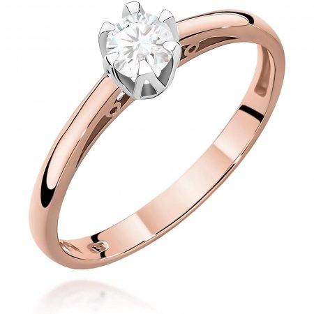 Harf Pierścionek z różowego złota z diamentem 0,15 ct, próba 585 B0266-PI-AUR-DIW-02-OK