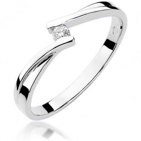 Harf Pierścionek z białego złota próby 375 z diamentem B0274-PI-00-DIW-02-OK