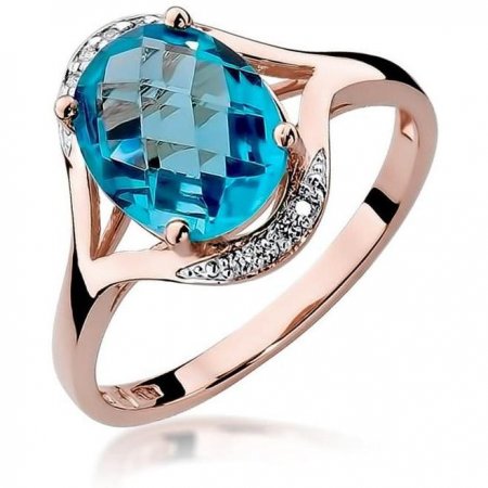 Harf Pierścionek z różowego złota próby 585 z topazem Swiss 3,00 ct B0300-PI-AUR-TOB-02-OW