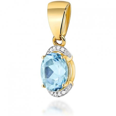 Harf Okazała złota zawieszka z topazem Swiss 3.20 ct i brylantami B0300-ZA-AUZ-TOB-02-OW