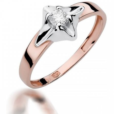 Harf Pierścionek z różowego złota próby 585 z diamentem 0,12 ct B0310-PI-AUR-DIW-02-OK