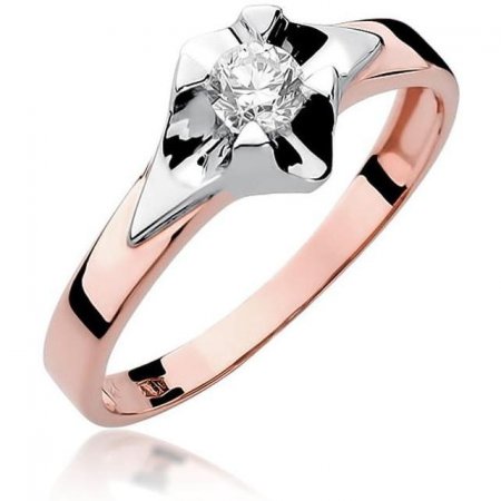 Harf Pierścionek z różowego złota próby 585 z diamentem 0,30 ct B0310-PI-AUR-DIW-10-OK