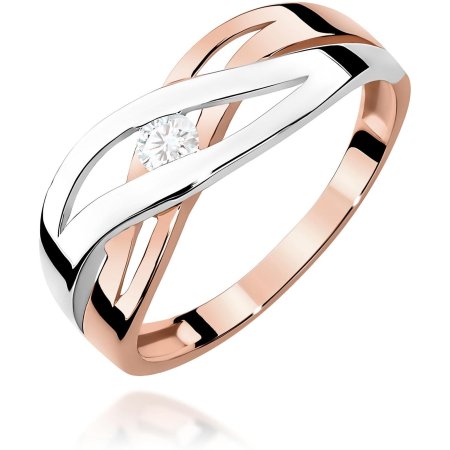 Harf Pierścionek z różowego złota z diamentem 0,10 ct, próba 585 B0312-PI-AUR-DIW-06-OK
