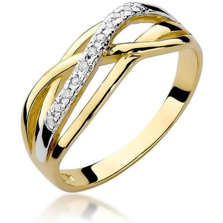 Harf Pleciony złoty pierścionek z brylantami 0,10 ct B0314-PI-AUZ-DIW-02-00