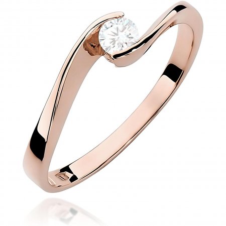 Harf Pierścionek z różowego złota z diamentem 0,13 ct, próba 585 B0320-PI-AUR-DIW-02-OK