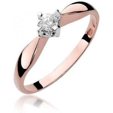 Harf Pierścionek z różowego złota próby 585 z diamentem 0,12 ct B0342-PI-AUR-DIW-02-OK