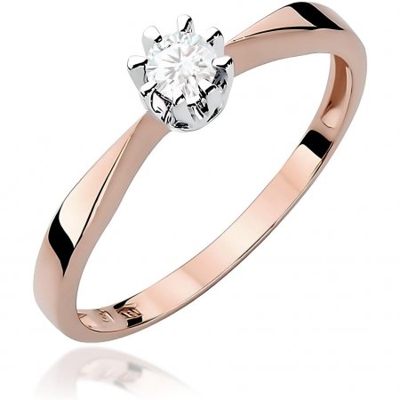 Harf Pierścionek z różowego złota próby 585 z diamentem 0,15 ct B0346-PI-AUR-DIW-02-OK