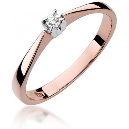 Harf Pierścionek z różowego złota próby 585 z diamentem B0350-PI-AUR-DIW-02-OK