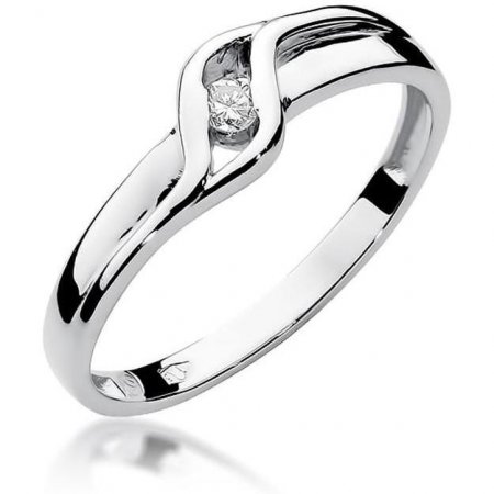 Harf Pierścionek z białego złota z diamentem, próba 375 B0356-PI-00-DIW-02-OK