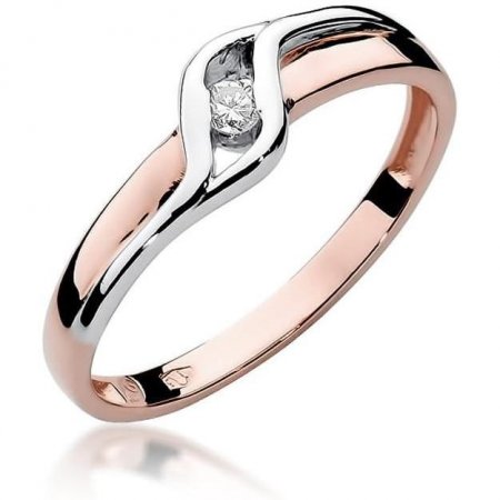 Harf Pierścionek z różowego złota próby 585 z diamentem B0356-PI-AUR-DIW-02-OK