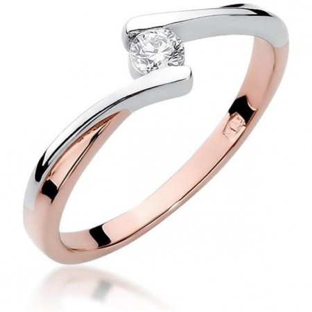 Harf Pierścionek z różowego złota z diamentem 0,10 ct, próba 585 B0360-PI-AUR-DIW-02-OK