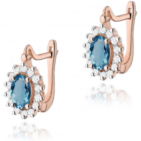 Harf Kolczyki z różowego złota próby 585 z topazami London Blue B0364-KO-AUR-TOL-02-OW
