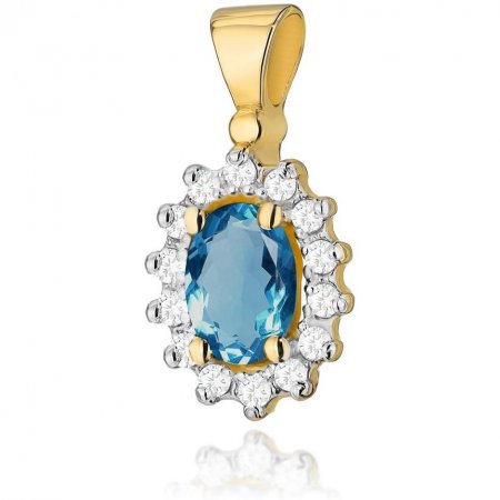Harf Zawieszka z żółtego złota próby 585 z topazem London Blue B0364-ZA-AUZ-TOL-02-OW