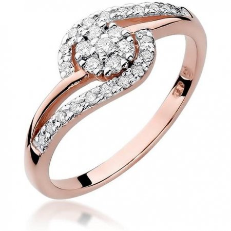 Harf Pierścionek z różowego złota z diamentem 0,17 ct, próba 585 B0368-PI-AUR-DIW-02-00