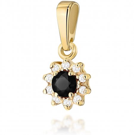 Harf Zawieszka z żółtego złota próby 585 z czarnym diamentem 0,12 ct B0370-ZA-AUZ-DIB-02-OK