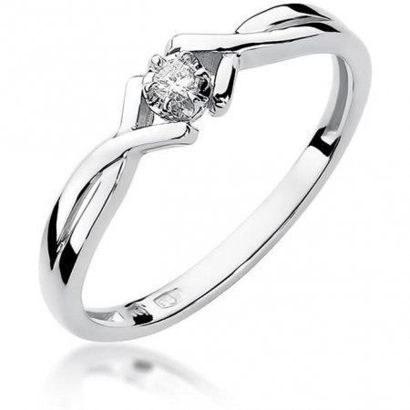 Harf Pierścionek z białego złota próby 375 z diamentem B0380-PI-00-DIW-02-OK