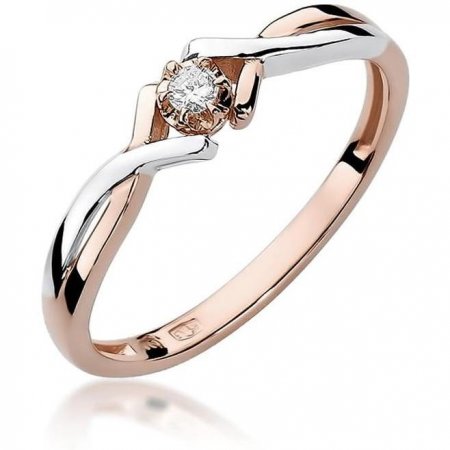 Harf Pierścionek z różowego złota próby 585 z diamentem B0380-PI-AUR-DIW-02-OK