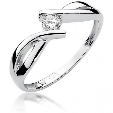 Harf Pierścionek z białego złota próby 375 z diamentem 0,08 ct B0382-PI-00-DIW-04-OK