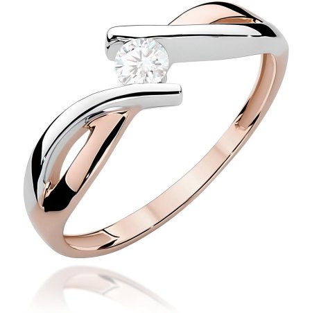 Harf Pierścionek z różowego złota z diamentem 0,10 ct, próba 585 B0382-PI-AUR-DIW-06-OK