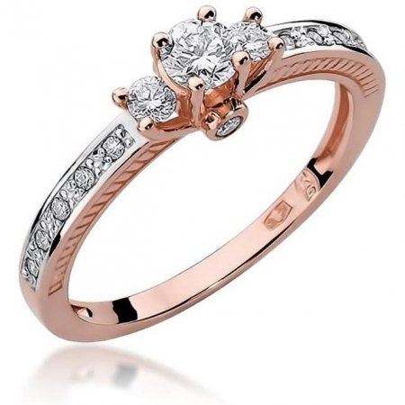 Harf Pierścionek z różowego złota z diamentem 0,20 ct, próba 585 B0398-PI-AUR-DIW-02-OK